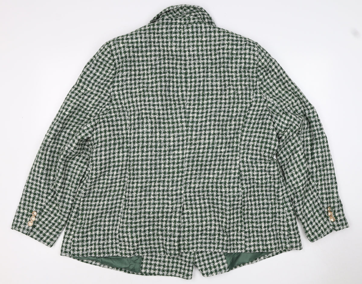 JD Williams Women’s Green Check Bouclé Blazer Size 20 Double-Breasted