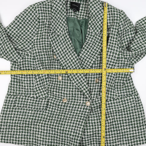 JD Williams Women’s Green Check Bouclé Blazer Size 20 Double-Breasted