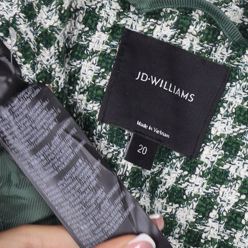 JD Williams Women’s Green Check Bouclé Blazer Size 20 Double-Breasted