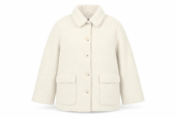 M&S Collection Women Ivory UK 22 Bouclé Mid-Length Button Coat