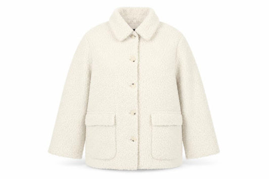 M&S Collection Women Ivory UK 22 Bouclé Mid-Length Button Coat