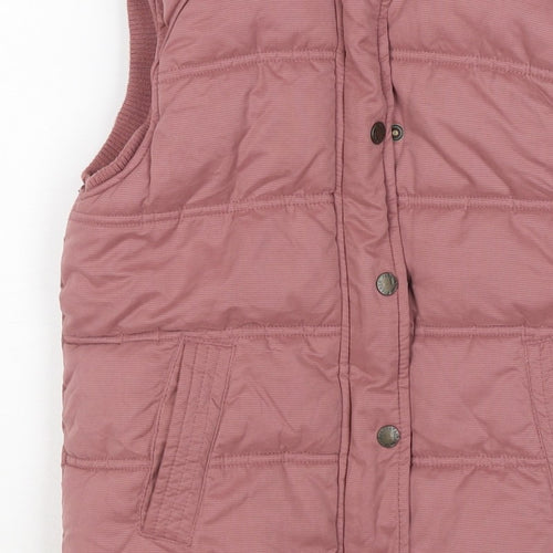 FatFace Girls Pink 8-9 Years Hooded Padded Faux Fur Waistcoat Gilet