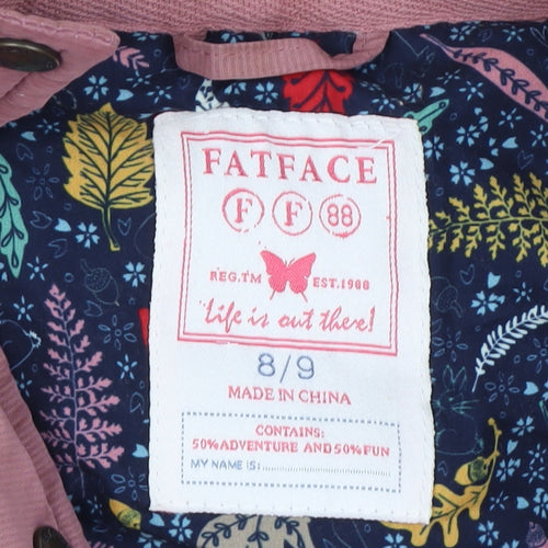 FatFace Girls Pink 8-9 Years Hooded Padded Faux Fur Waistcoat Gilet