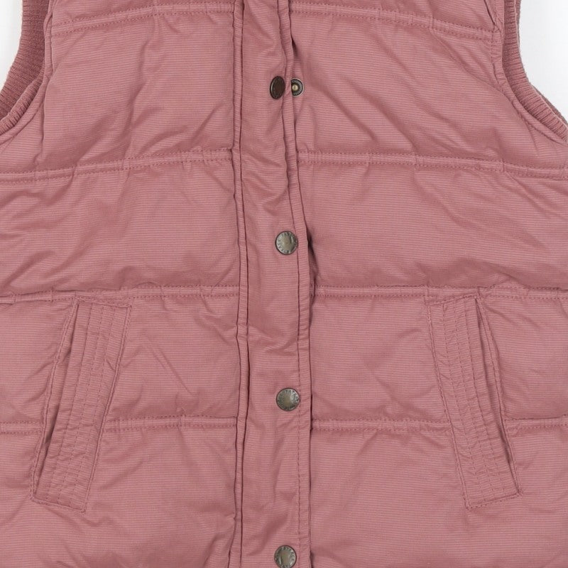 FatFace Girls Pink 8-9 Years Hooded Padded Faux Fur Waistcoat Gilet