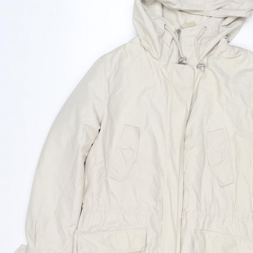 Hobbs Women Ivory UK 12 Hooded Cotton Blend Parka Jacket