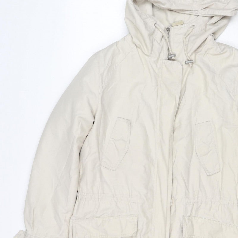 Hobbs Women Ivory UK 12 Hooded Cotton Blend Parka Jacket