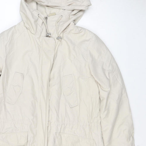 Hobbs Women Ivory UK 12 Hooded Cotton Blend Parka Jacket