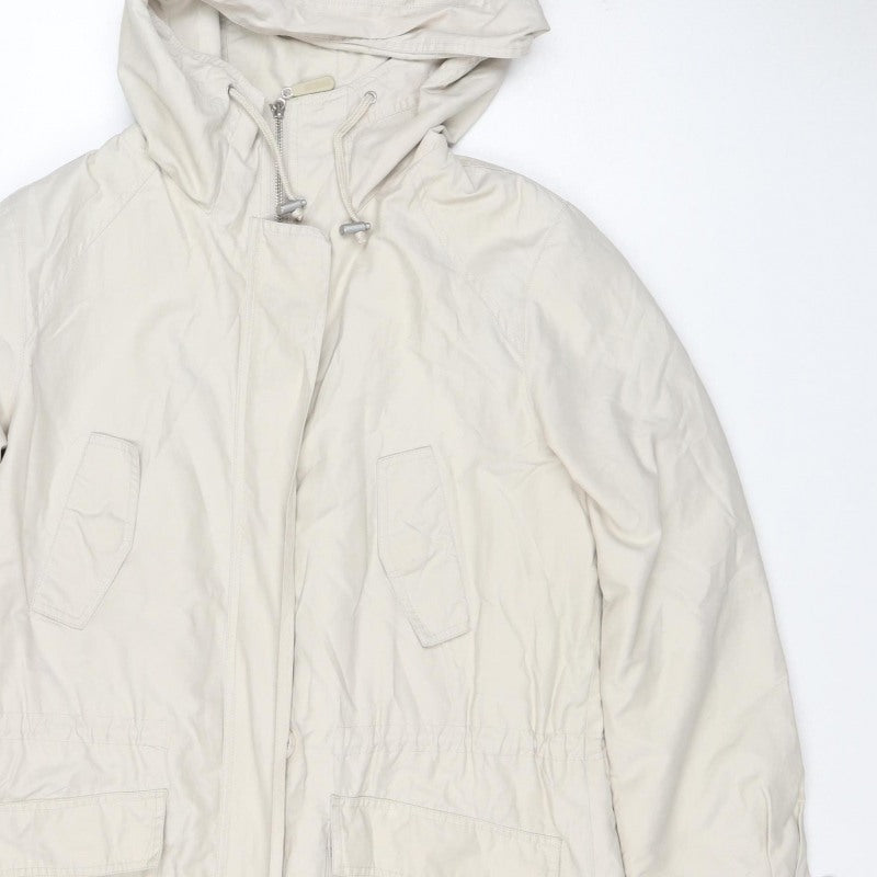 Hobbs Women Ivory UK 12 Hooded Cotton Blend Parka Jacket
