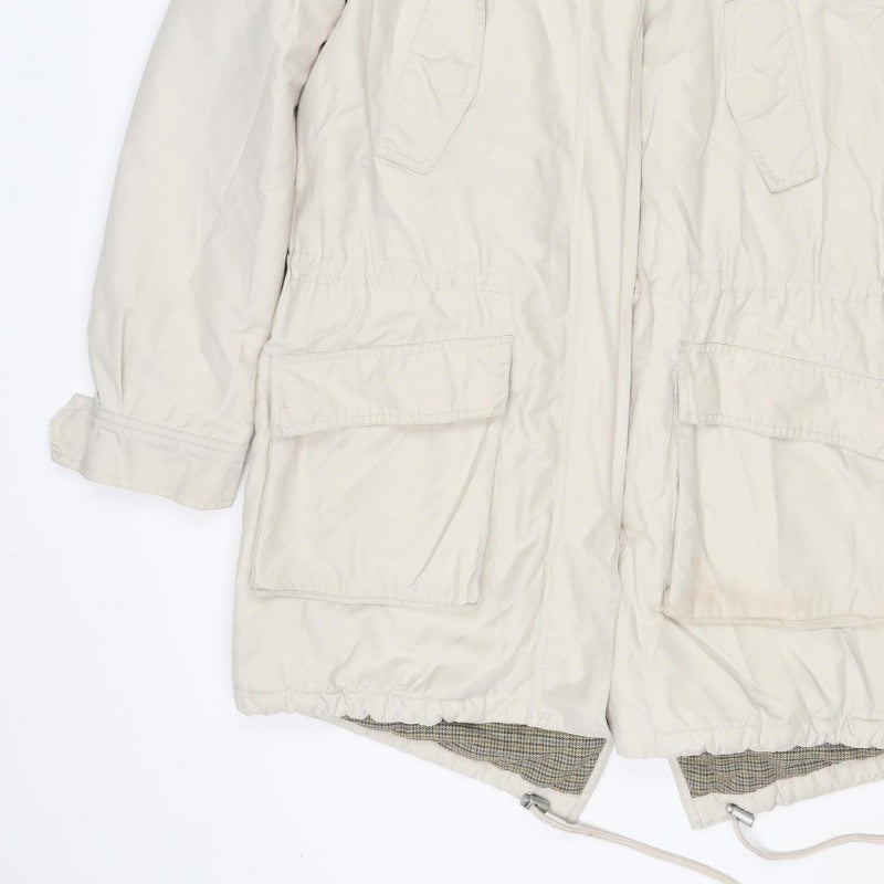 Hobbs Women Ivory UK 12 Hooded Cotton Blend Parka Jacket