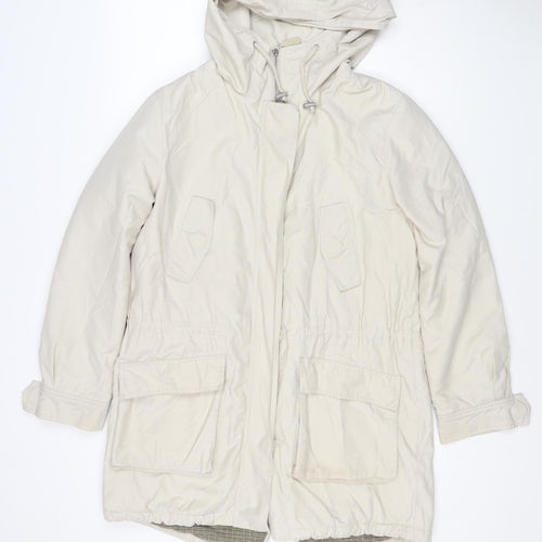 Hobbs Women Ivory UK 12 Hooded Cotton Blend Parka Jacket