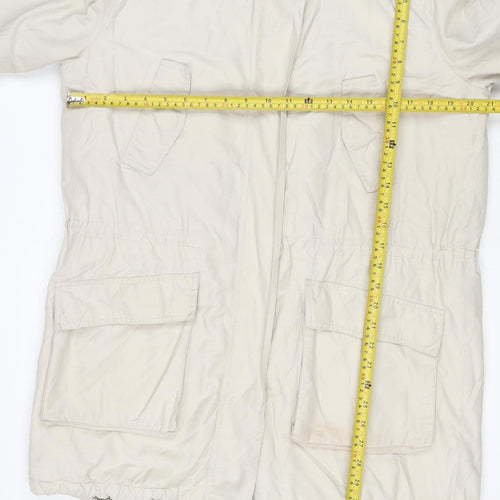 Hobbs Women Ivory UK 12 Hooded Cotton Blend Parka Jacket