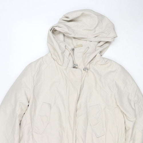 Hobbs Women Ivory UK 12 Hooded Cotton Blend Parka Jacket