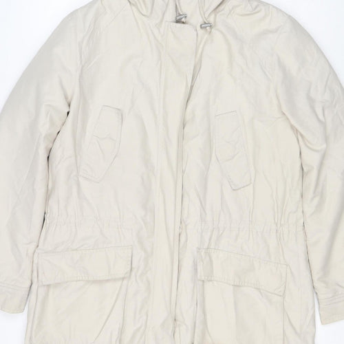 Hobbs Women Ivory UK 12 Hooded Cotton Blend Parka Jacket