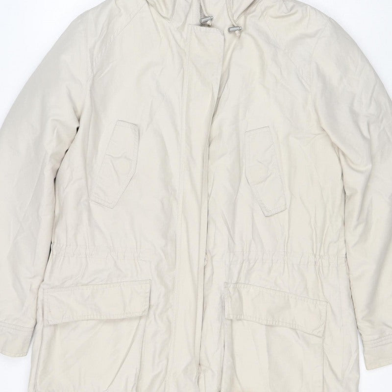 Hobbs Women Ivory UK 12 Hooded Cotton Blend Parka Jacket
