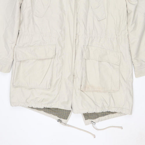 Hobbs Women Ivory UK 12 Hooded Cotton Blend Parka Jacket