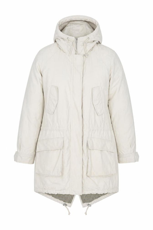 Hobbs Women Ivory UK 12 Hooded Cotton Blend Parka Jacket