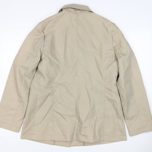 GAP Women Beige L Mid-Length Cotton Collared Coat Jacket