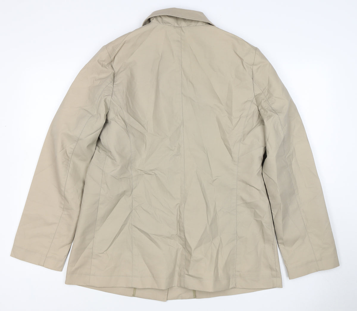GAP Women Beige L Mid-Length Cotton Collared Coat Jacket