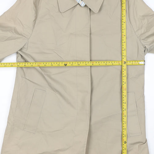 GAP Women Beige L Mid-Length Cotton Collared Coat Jacket