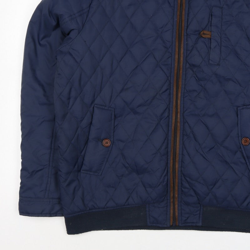 Cotton Traders Men’s Navy XL Quilted Bomber Jacket Full Zip