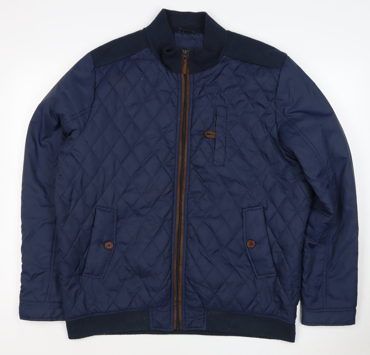 Cotton Traders Men’s Navy XL Quilted Bomber Jacket Full Zip