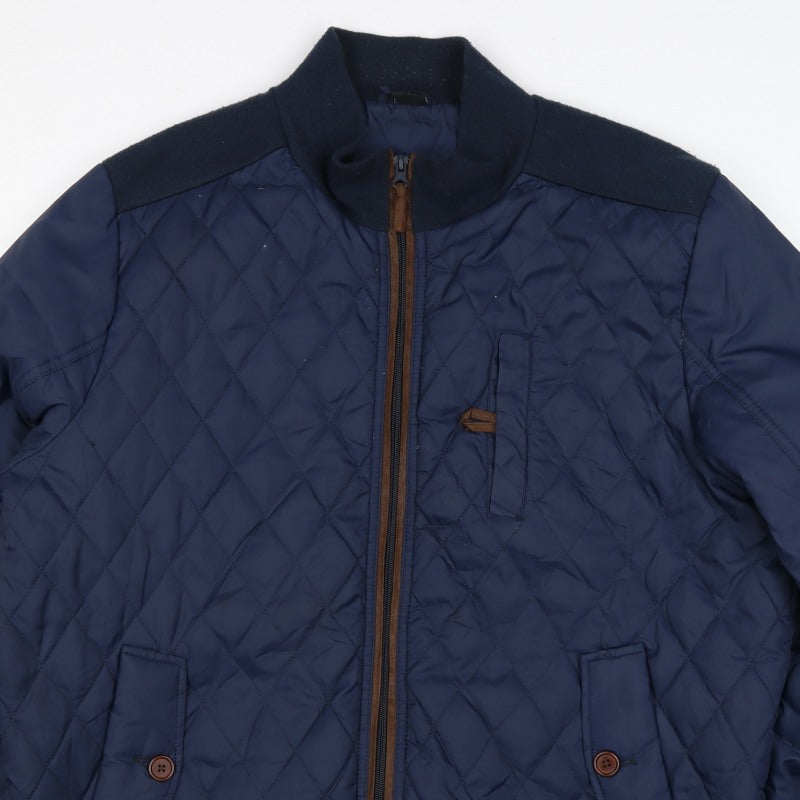 Cotton Traders Men’s Navy XL Quilted Bomber Jacket Full Zip