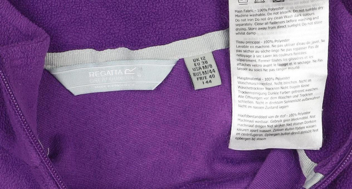 Regatta Women Purple UK 12 1/4 Zip Fleece Sweatshirt Outdoor