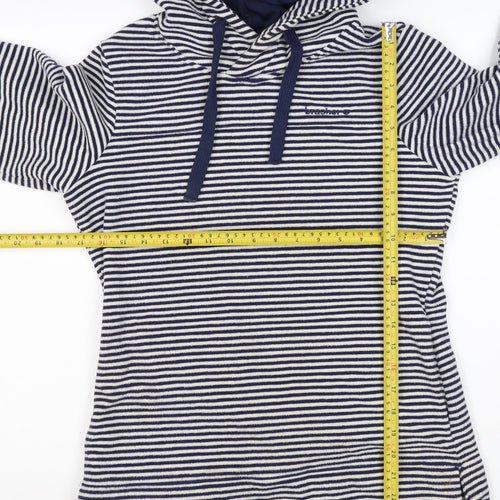 Brasher Women’s Blue Striped Fleece Pullover Hoodie UK 8 Lined