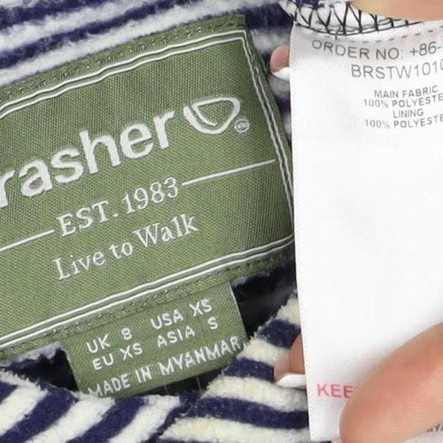 Brasher Women’s Blue Striped Fleece Pullover Hoodie UK 8 Lined