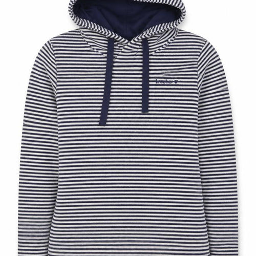 Brasher Women’s Blue Striped Fleece Pullover Hoodie UK 8 Lined