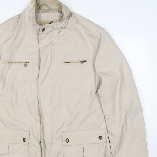 Marks and Spencer Men Beige Large Basic Jacket Zip Pockets