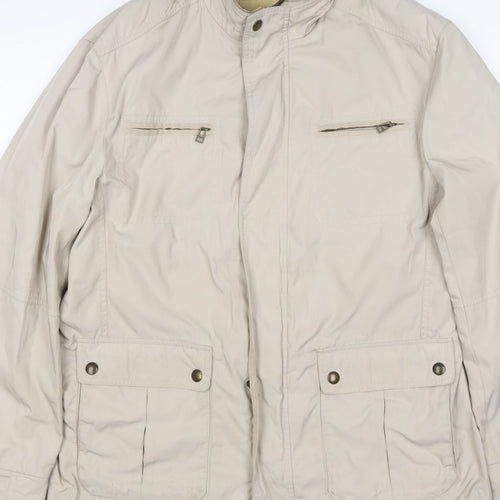 Marks and Spencer Men Beige Large Basic Jacket Zip Pockets