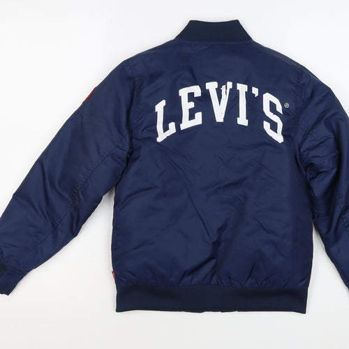 Levi's Boys Blue S 8-10 Years Bomber Jacket Nylon Logo Lined