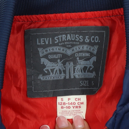 Levi's Boys Blue S 8-10 Years Bomber Jacket Nylon Logo Lined