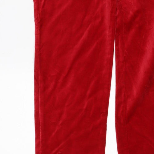 Marks & Spencer Women's Red Velvet Straight Trousers UK 12 Regular