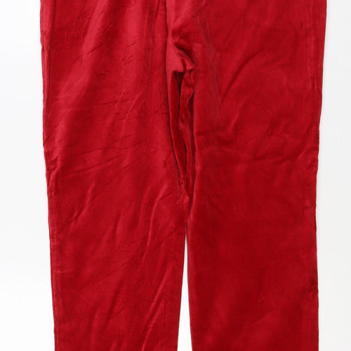 Marks & Spencer Women's Red Velvet Straight Trousers UK 12 Regular