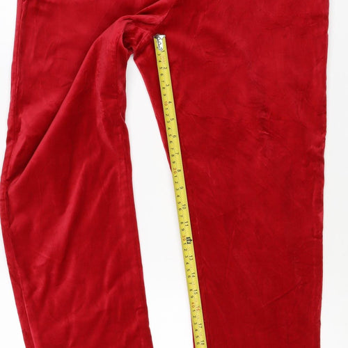 Marks & Spencer Women's Red Velvet Straight Trousers UK 12 Regular