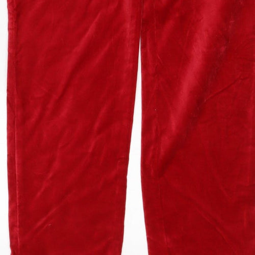 Marks & Spencer Women's Red Velvet Straight Trousers UK 12 Regular