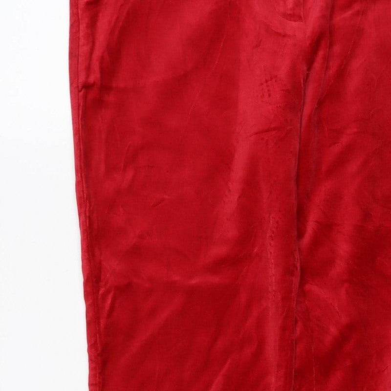 Marks & Spencer Women's Red Velvet Straight Trousers UK 12 Regular