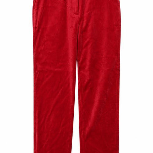 Marks & Spencer Women's Red Velvet Straight Trousers UK 12 Regular