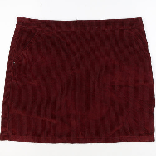 Dorothy Perkins Women Red UK 14 Corduroy Mini Pencil Skirt Zip