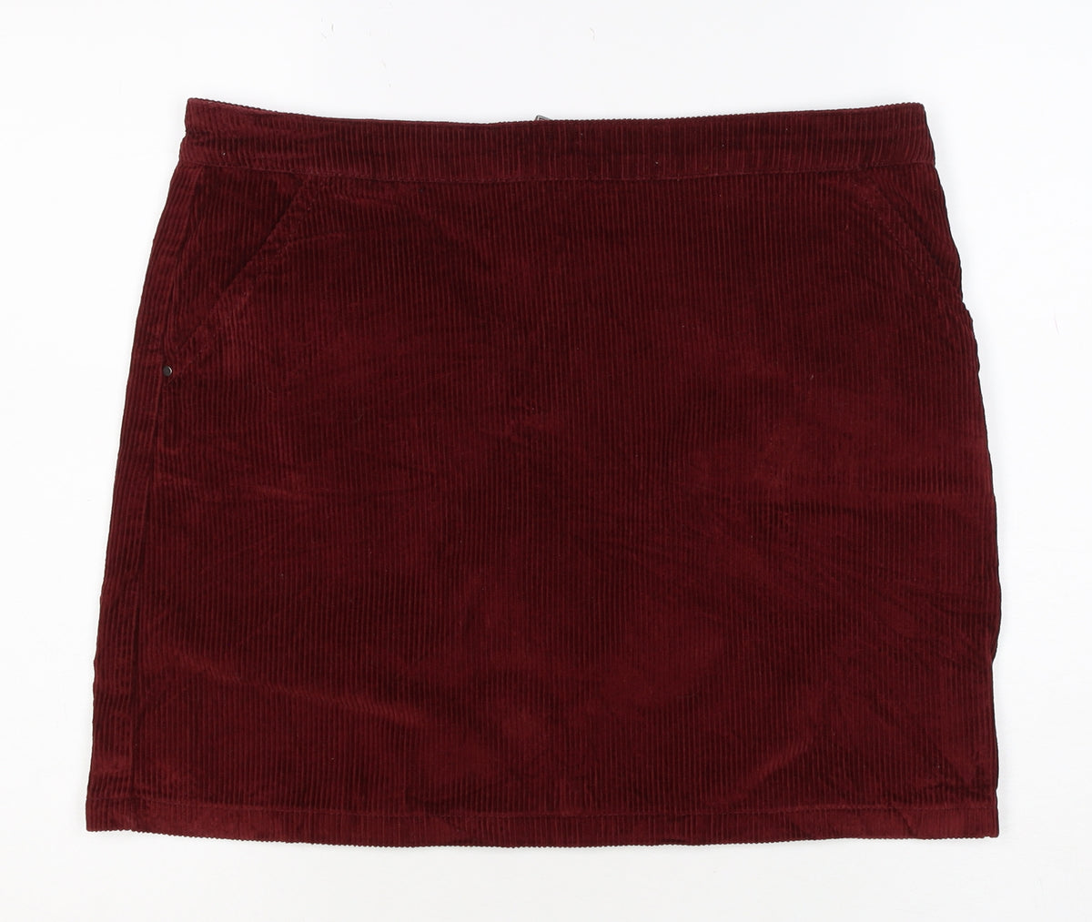 Dorothy Perkins Women Red UK 14 Corduroy Mini Pencil Skirt Zip