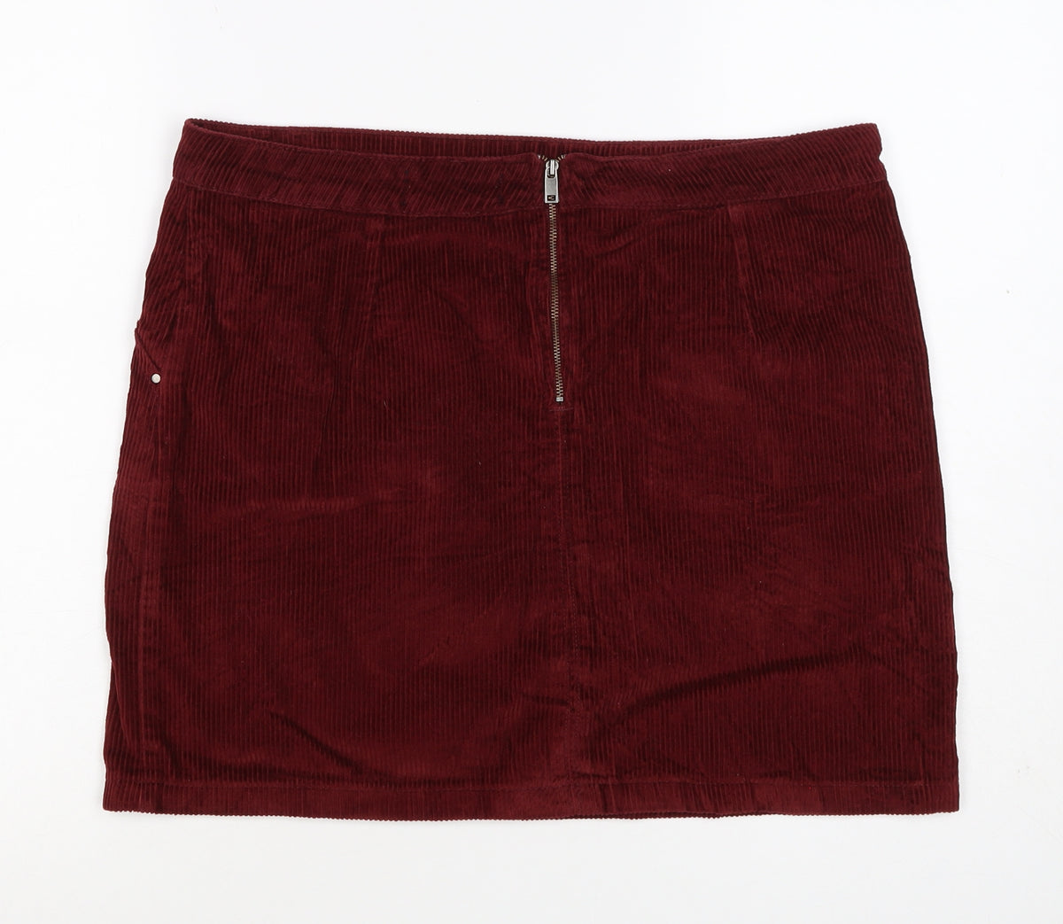 Dorothy Perkins Women Red UK 14 Corduroy Mini Pencil Skirt Zip