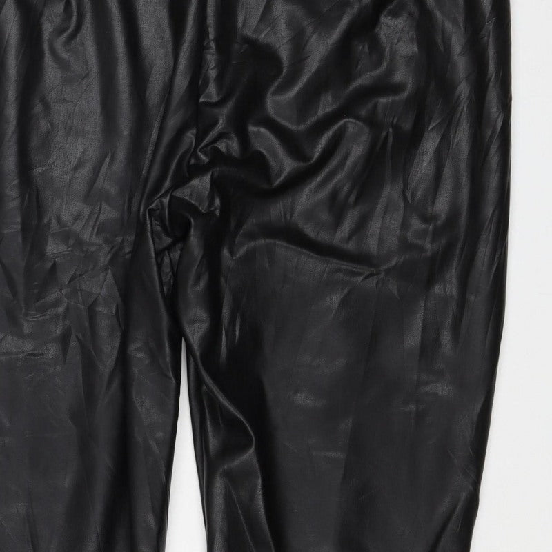 M&S Collection Women’s Black Faux Leather Leggings UK 20 Short