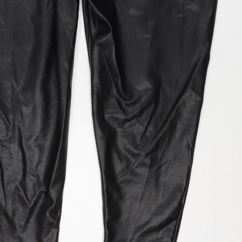 M&S Collection Women’s Black Faux Leather Leggings UK 20 Short