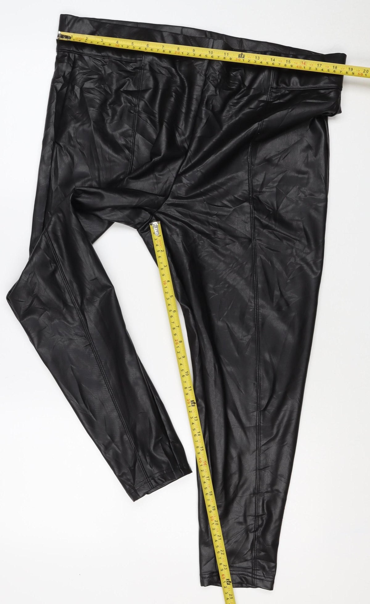 M&S Collection Women’s Black Faux Leather Leggings UK 20 Short