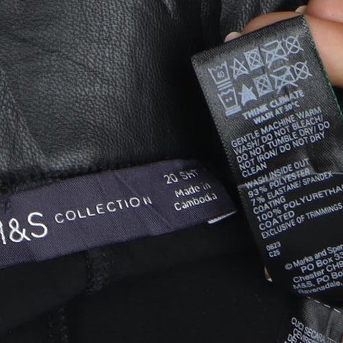 M&S Collection Women’s Black Faux Leather Leggings UK 20 Short