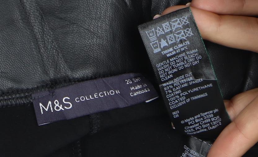 M&S Collection Women’s Black Faux Leather Leggings UK 20 Short
