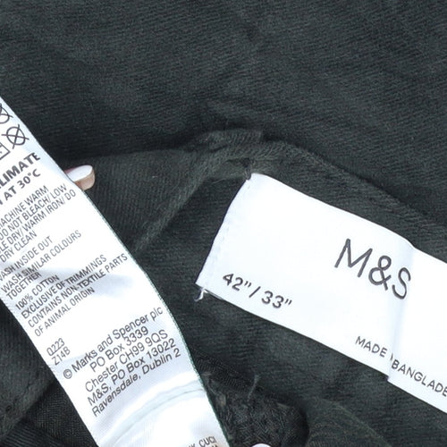 Marks & Spencer Men's Black 32/33 Cotton Straight Chino Trousers
