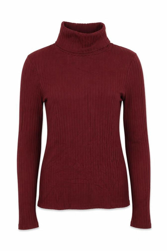 River Island Women Red UK 8 Ribbed Roll Neck Slim Long Sleeve Top